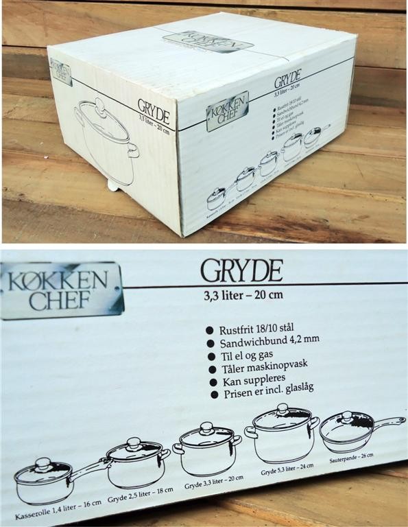 Jual nos kokken chef gryde ( 3,3ltr 20cm ) hello garage sale ... Box 1 køkken
