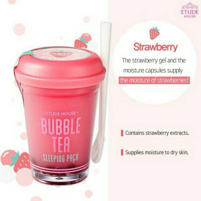 Etude House Bubble Tea Sleeping Pack Face Mask Masker Wajah 100gram