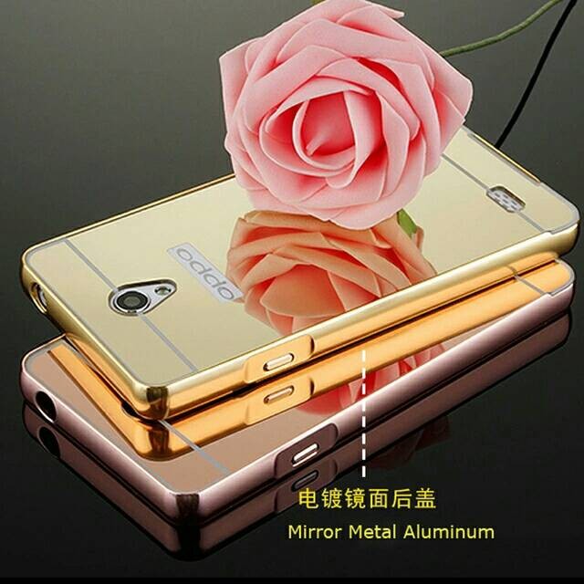 Metal Bumper Slide Mirror Hard Back Case Cover Casing Oppo Joy 3