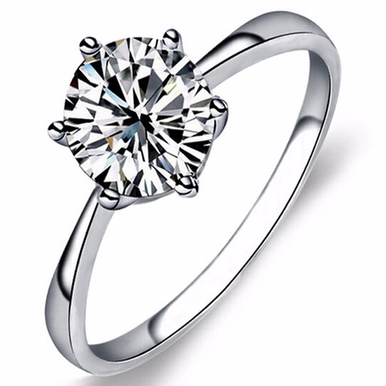 Zircon Six Claw Ring 9 / Cincin Berlian - White EY4O