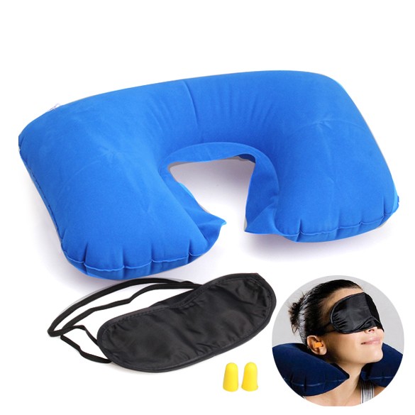 Jual Travel Pillow Set Biru 3 In 1 Penutup Mata Telinga jual travel pillow set biru 3 in 1 penutup mata telinga