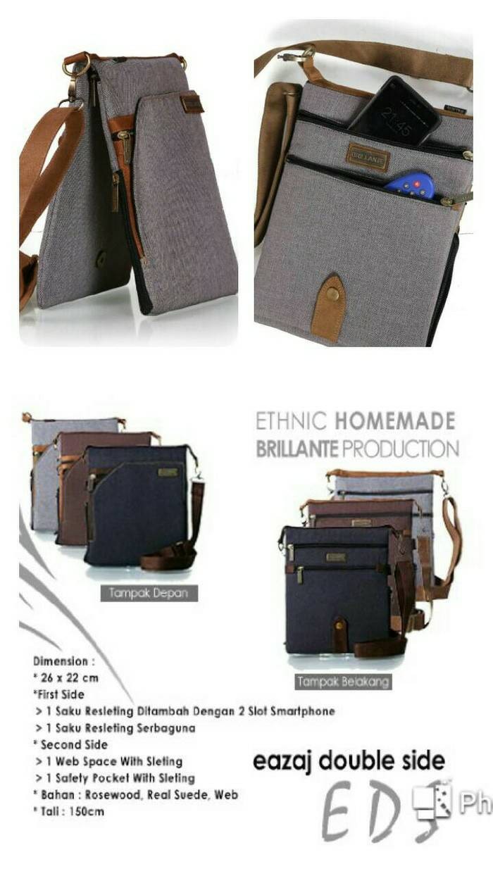 jual tas slempang cowok brillante eds brown coklat kantor jual tas slempang cowok brillante eds brown coklat kantor
