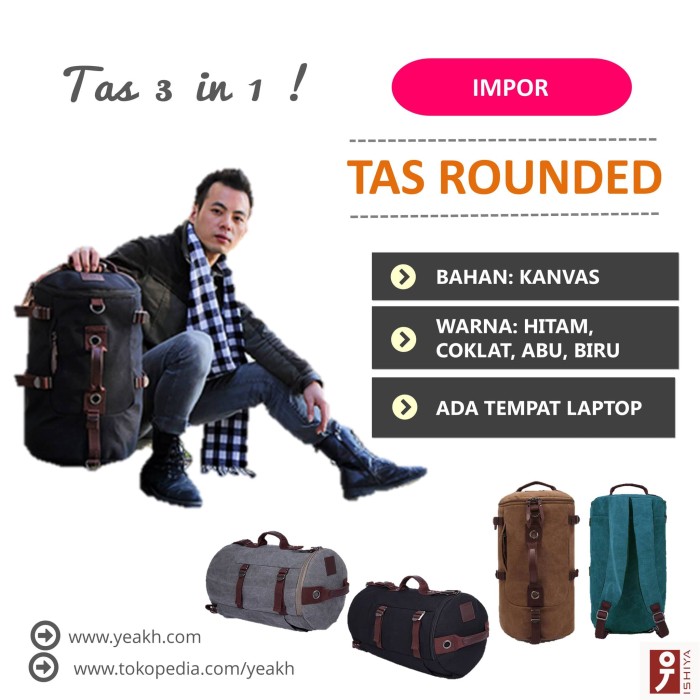jual tas kanvas rounded 3 in 1 bisa dijinjing jual tas kanvas rounded 3 in 1 bisa dijinjing