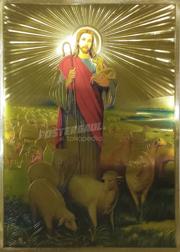 Poster foil emas jumbo YESUS KRISTUS #FOJU13 - size 50 X 69 cm