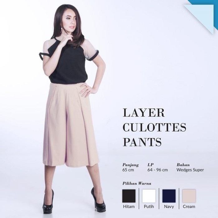 Yoorafashion Celana Kulot Wanita Putih Basic Cullotes Pants Source · CRG162092 Layer Culottes Pants Celana Kulot