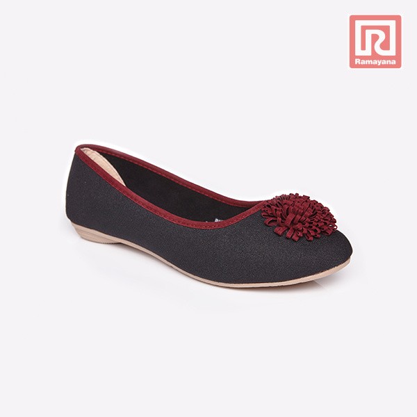 jual ramayana sepatu wanita ballet hitam maroon by jj jual ramayana sepatu wanita ballet hitam maroon by jj