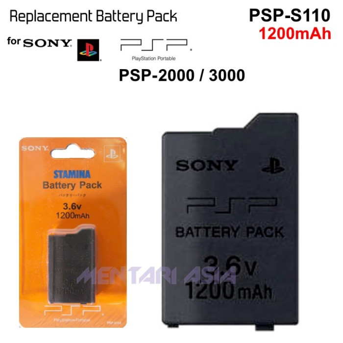 Jual Battery for SONY PSP2000 / PSP3000 PSPS110 1200mAh Jakarta