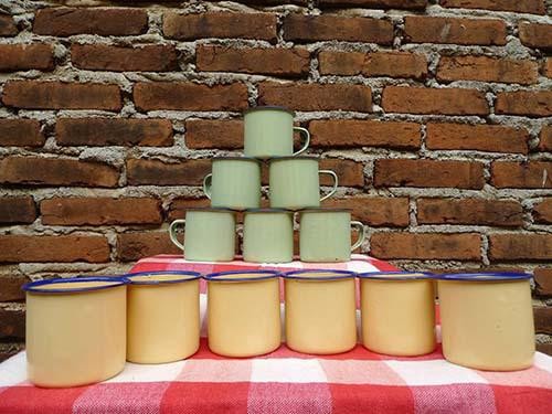 Gelas Mug Enamel Jadul Jadoel Seng Stainless Kopi Blurik Blirik Polos