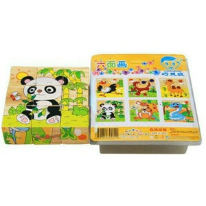 TSH Mainan Edukasi Puzzle Hewan Cowo Ganti Baju 3D | Jigsaw kayu - Multi Colour.