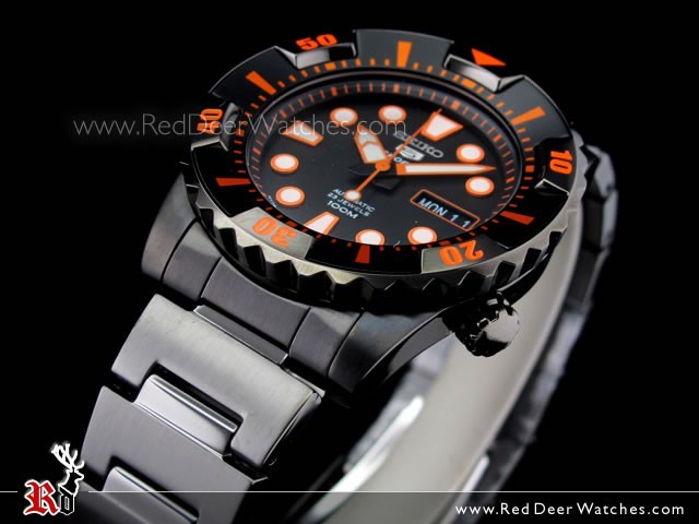 seiko black and orange watch
