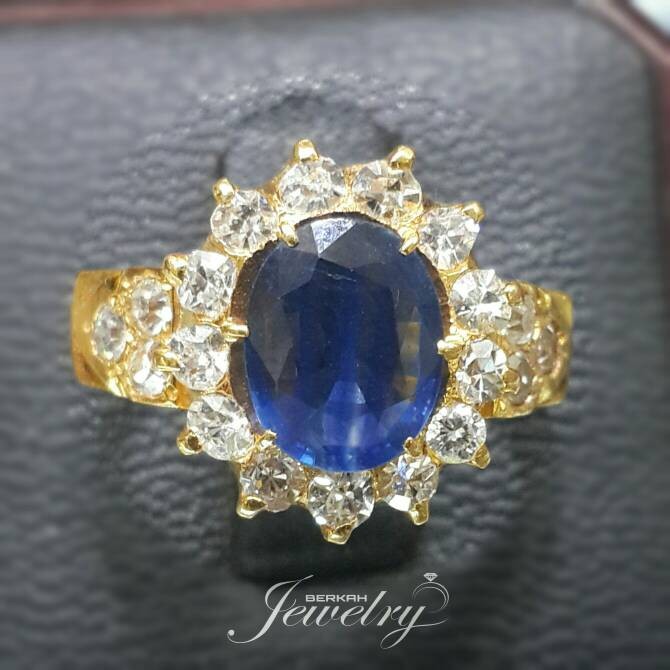 Jual Cincin Berlian Natural Diamond Blue Safir Ring Emas 40 Kab Banjar Anugrah Jewelry Tokopedia