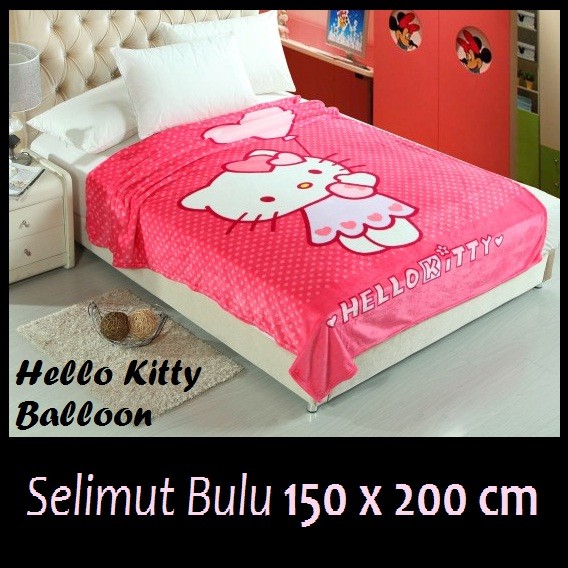 Selimut Bulu Halus Hello Kitty Balloon .