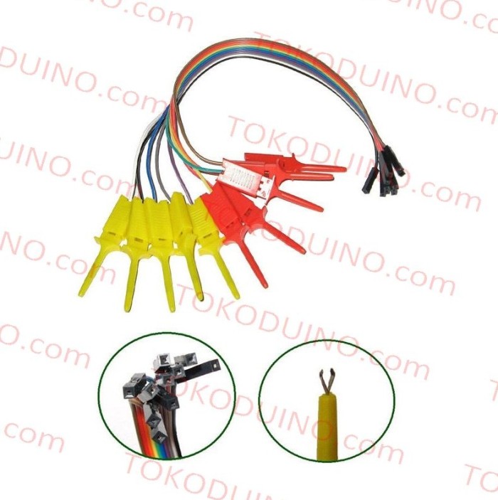 Foto Produk TEST CLIP HOOK CABLE ANALYZER JUMPER DUPONT 10 LINE FEMALE ARDUINO dari Tokoduino