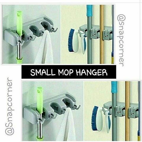 Gantungan sapu alat pel dengan hook 3 slot magic mop holder