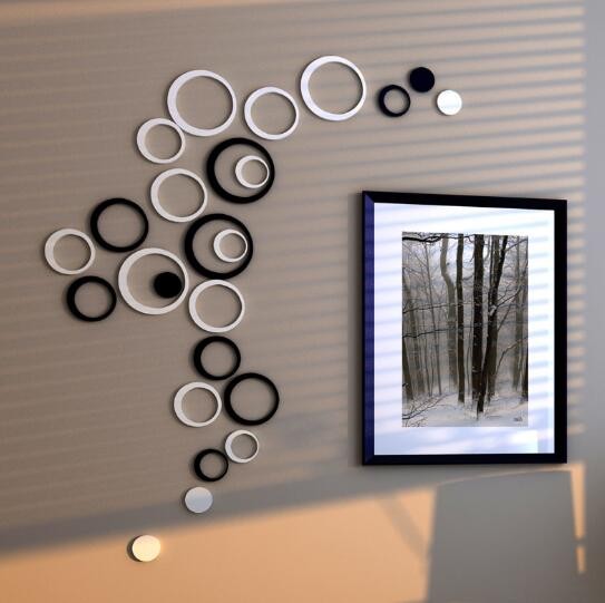 jual 3d wall sticker polkadot/bulat/dekorasi dinding kayu ringan
