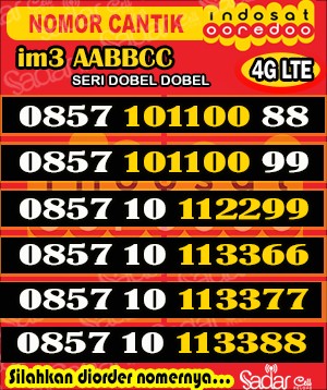 Nomor Cantik Indosat Murah Seri AABBCC 66 77 88 99 00 11