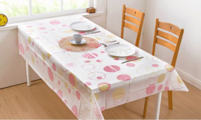 Taplak Meja Anti Air/Alas Meja Polkadot Pink (Ukuran 130cm x 180cm)