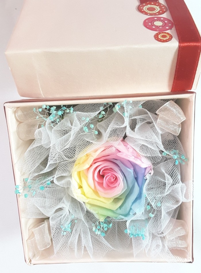 Bloom Box Rainbow Rose Unique Multicolor Preserved Flower .
