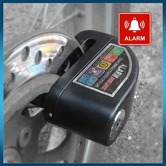 Gembok Cakram Motor Dengan Alarm (Kunci Gembok + Alarm Cakram Motor) - Hitam