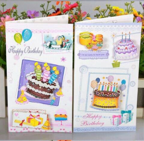 Jual New Greeting Card 3d Birthday Cake Card With Glitter Kartu