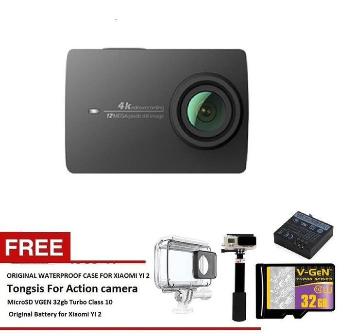 Xiaomi Yi 2nd Gen Action Camera With 4k - Hitam - International Versio .