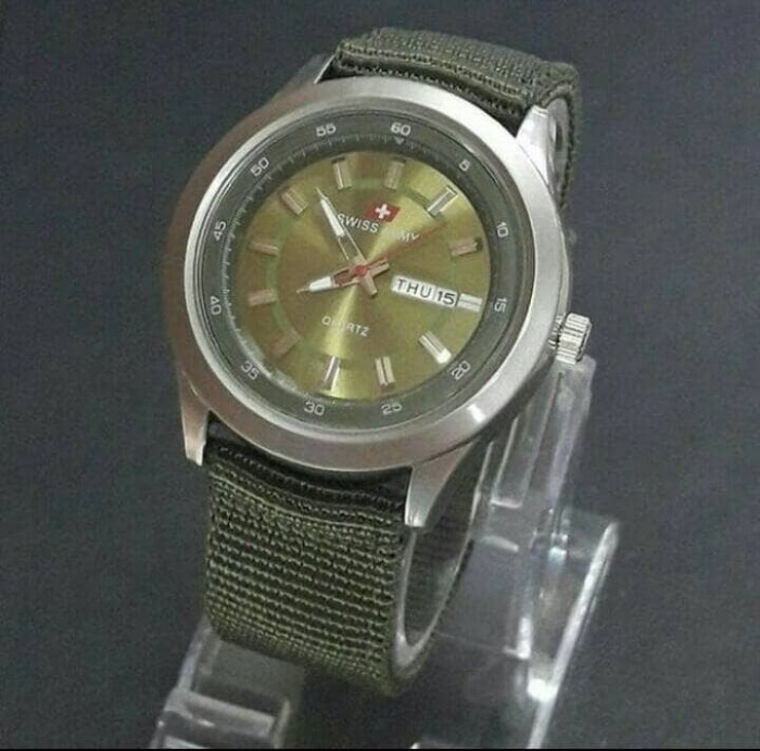 JAM TANGAN PRIA SWISS ARMY TANGGAL+HARI AKTIF CANVAS ARMY CLASSIC