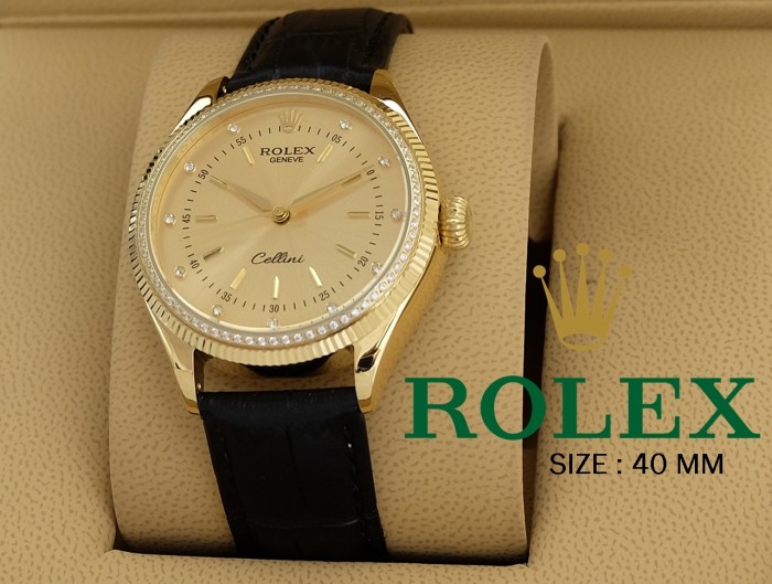 Foto Produk Jam Tangan Pria ROLEX Cellini Diamond GOLD BLACK Leather - AUTOMATIC dari Oniomania