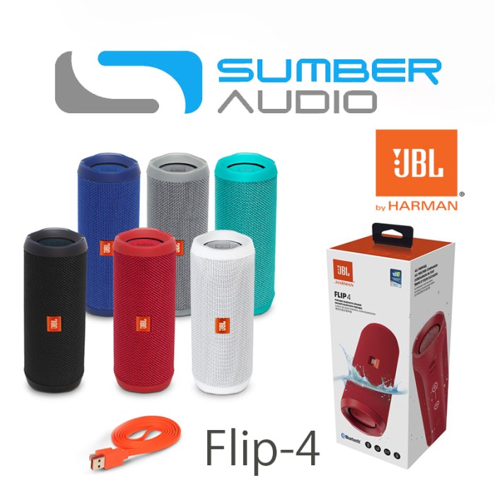 JBL Flip 4 ( Flip4 ) Waterproof Portable Bluetooth Speaker - Hitam