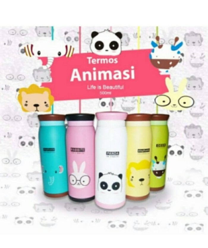 Botol Minum Termos Karakter Animal Stainless Steel 500 ML - Random