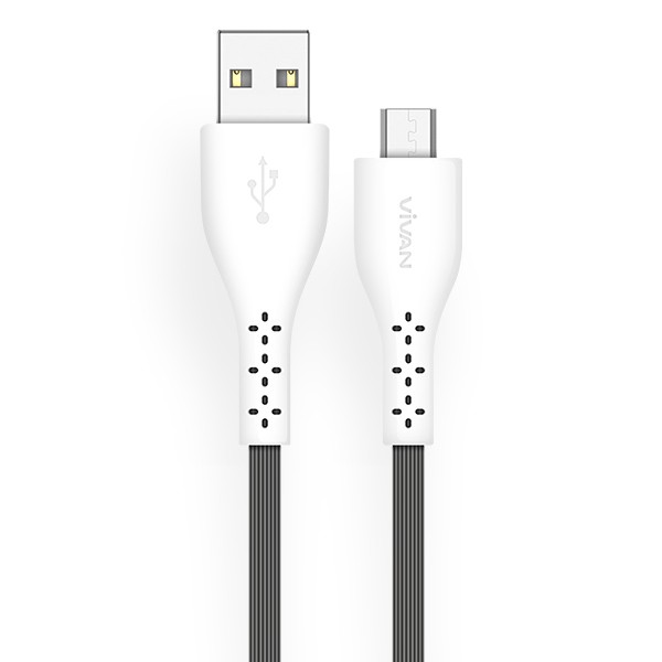 Vivan Micro USB Data Cable 2.4A Two Cable Inside (XM100) - Abu abu