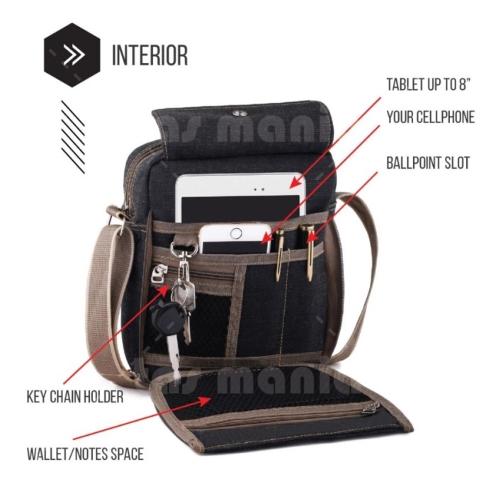 Baepack Classic Canvas Multifunction Messenger Shoulder DISKON
