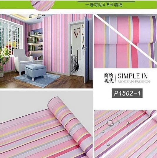 S017 Wallpaper Sticker Motif Stripe - Wallpaper Dinding Garis-garis