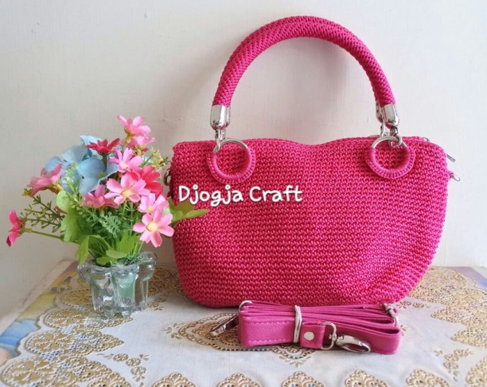 Djeka Craft Tas Rajut Triple Ulir - Pink
