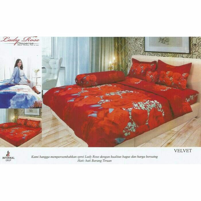 Sprei Lady Rose 160x200 Queen Velvet/ Nyaman Dipakai/ Tidak Pudar