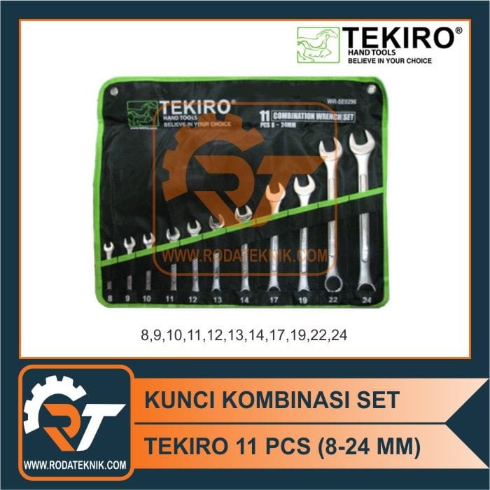 TERMURAH - TEKIRO KUNCI RING PAS SET 11 PCS 8-24 MM KUNCI KOMBINASI