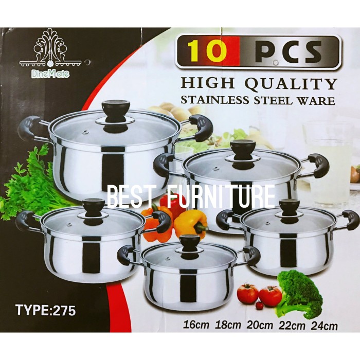 Best High Quality Panci Stainless Steel Tutup Kaca set isi 5 Pcs .