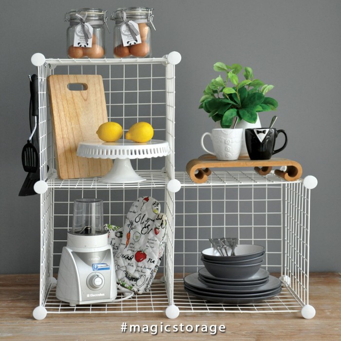 Jual Rak Barang Dapur Rumah Kantor Dekorasi Storage Rack 3 Kotak Rak Barang Dapur Rumah Kantor Dekorasi Storage Rack 3 Kotak Hitam
