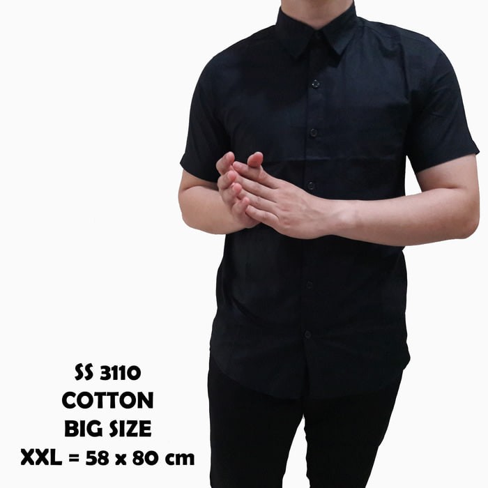 Foto Produk BIG SIZE XXL KEMEJA LENGAN PENDEK HITAM POLOS PRIA Pria JUMBO dari Bakol Berkah