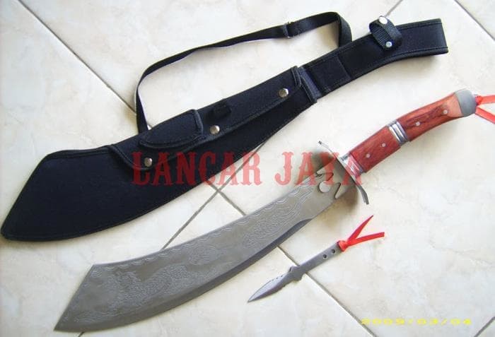 TERMURAH Parang Golok Ukiran NAGA Mirip TRAMONTINA Bonus Kunai Pisau L