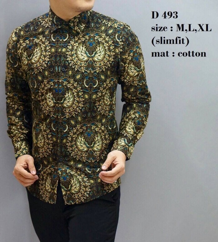 Batik,Kemeja slimfit pria,baju batik cowo lengan panjang D 493