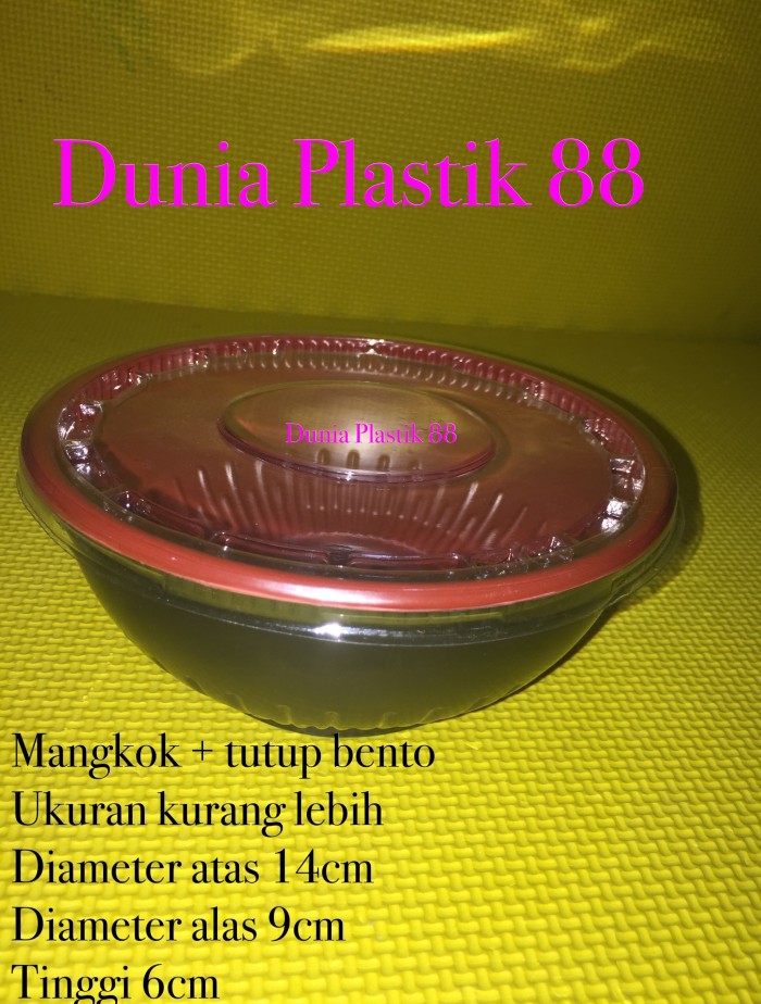 Jual 25PC MANGKOK tutup bulat  wadah  makan plastik HITAM 