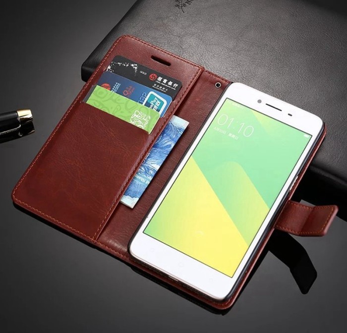 Casing Oppo F1 A35/ A37 NEO 9 Leather Kulit FLIP COVER WALLET .