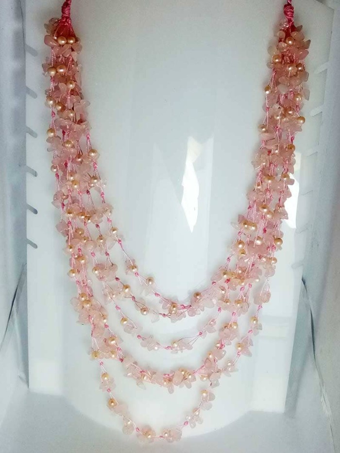 Foto Produk VeE Kalung Mutiara Kombinasi Batu Rose Quartz dari Vee Jewelry