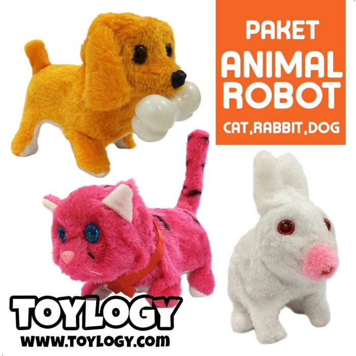 Paket Mainan Anak Animal Robot Doll Kucing Kelinci Anjing