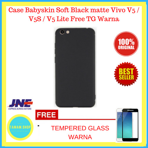 Foto Produk Case Babyskin Soft Black matte Vivo V5 / V5S / V5 Lite Free TG Warna dari Tamam.Shop