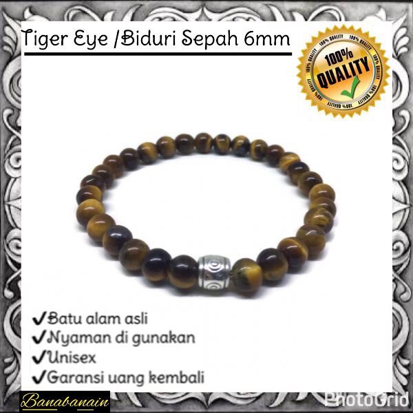 Jual Gelang Batu  Alam Tiger Eye Biduri  Sepah  6mm Gelang 