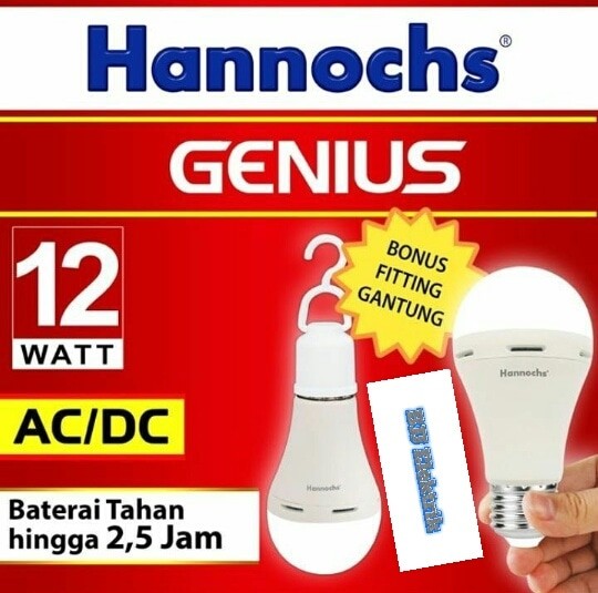 PROMO Lampu Emergency LED HANNOCHS AC/DC 12 Watt - Putih