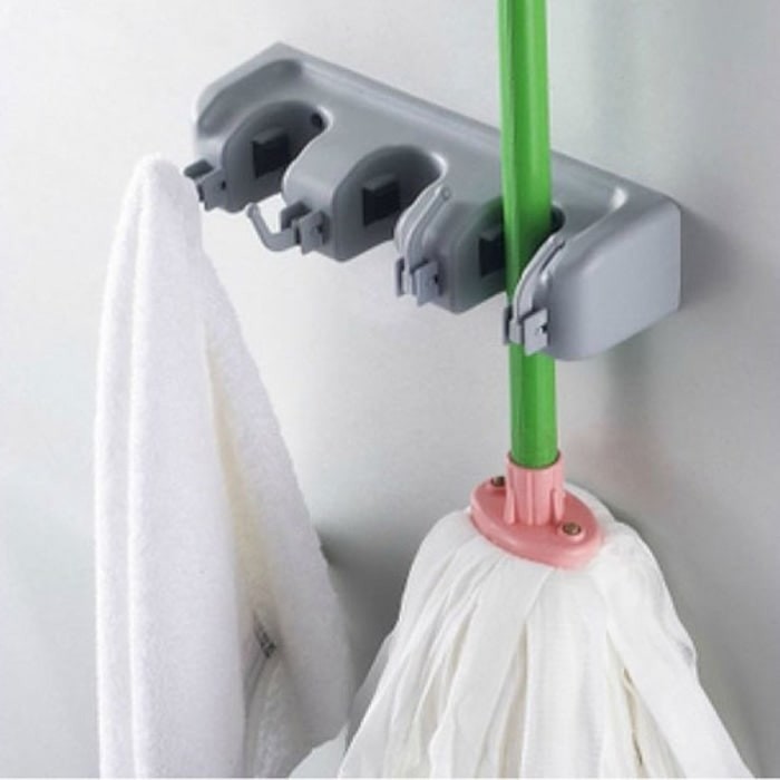 Gantungan sapu alat pel dengan hook 3 slot magic mop holder