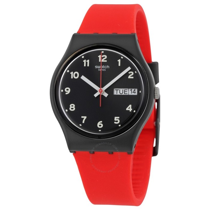 Jual Swatch Analog Jam Tangan Karet Unisex GB754 Red Grin Original
