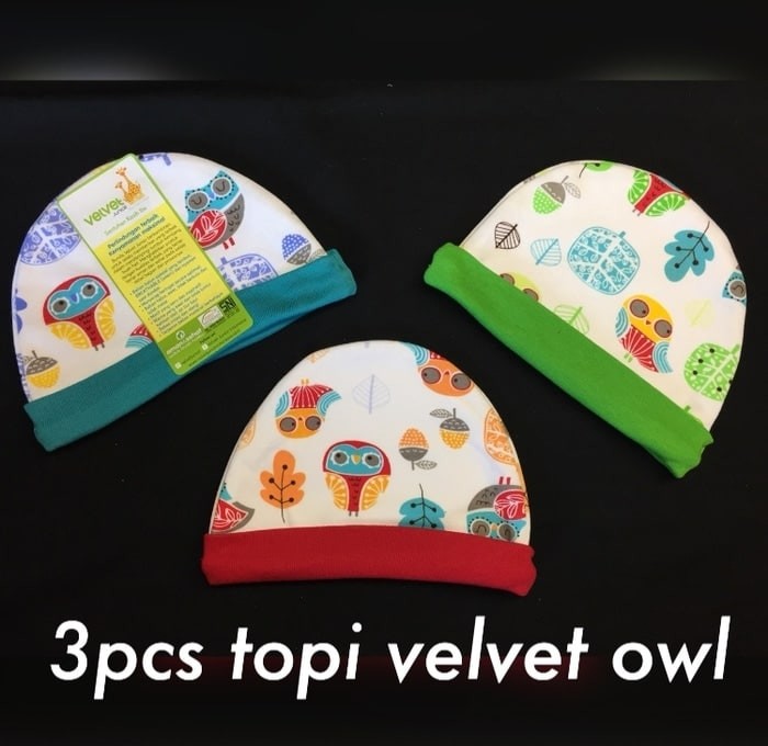 3 pcs Topi Velvet Untuk Bayi 0-12 bulan (unisex) dengan Bahan Lembut